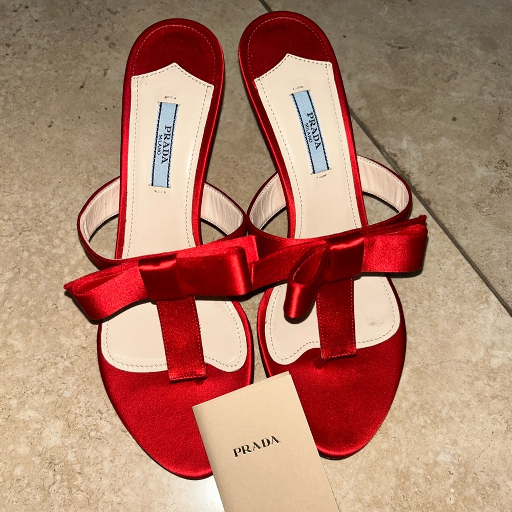 Red Bow Prada Heels